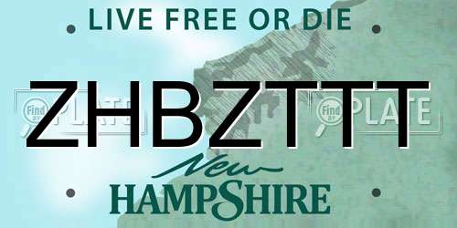 ZHBZTTT New Hampshire License Plate