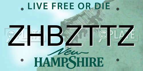 ZHBZTTZ New Hampshire License Plate