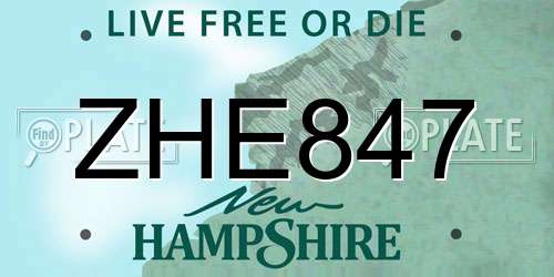 ZHE847 New Hampshire License Plate