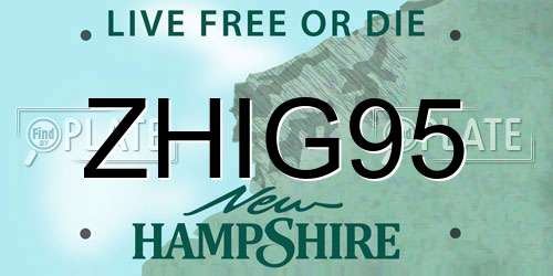 ZHIG95 New Hampshire License Plate
