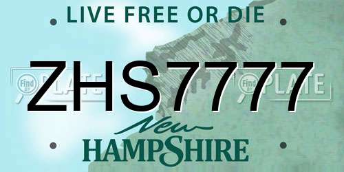 ZHS7777 New Hampshire License Plate