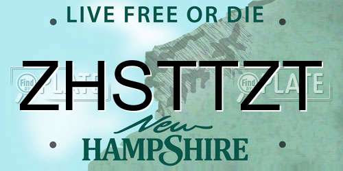 ZHSTTZT New Hampshire License Plate