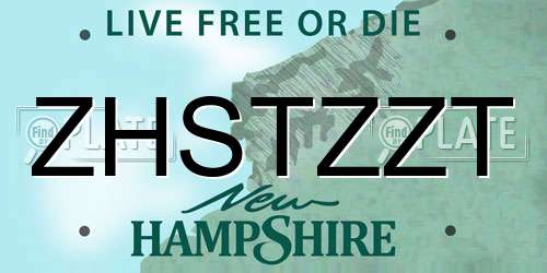 ZHSTZZT New Hampshire License Plate