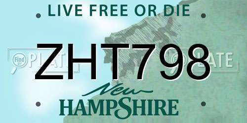 ZHT798 New Hampshire License Plate