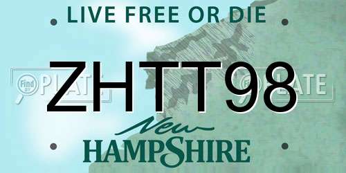 ZHTT98 New Hampshire License Plate