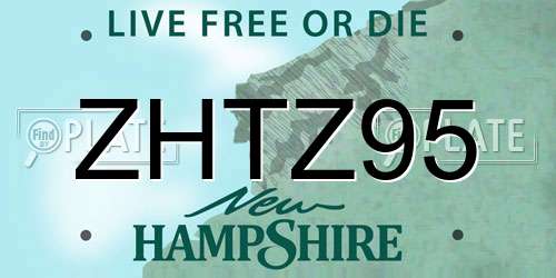 ZHTZ95 New Hampshire License Plate