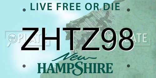 ZHTZ98 New Hampshire License Plate
