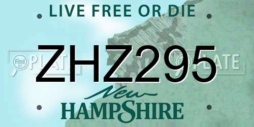 ZHZ295 New Hampshire License Plate
