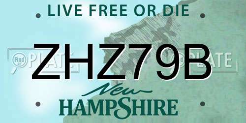 ZHZ79B New Hampshire License Plate