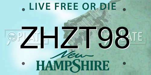 ZHZT98 New Hampshire License Plate