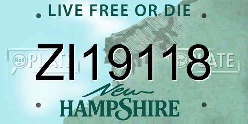 ZI19118 New Hampshire License Plate
