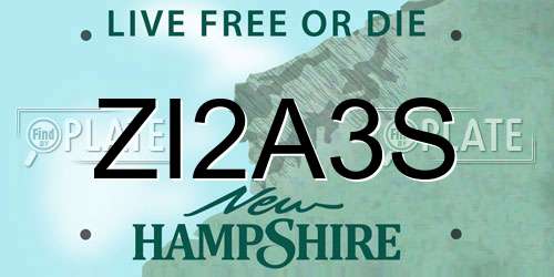 ZI2A3S New Hampshire License Plate