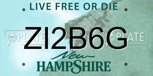 ZI2B6G New Hampshire License Plate