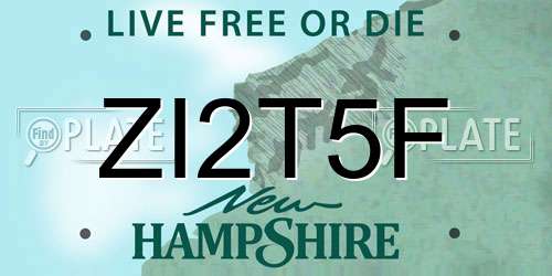 ZI2T5F New Hampshire License Plate