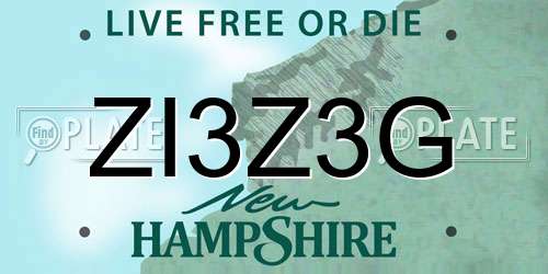 ZI3Z3G New Hampshire License Plate