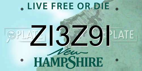 ZI3Z9I New Hampshire License Plate