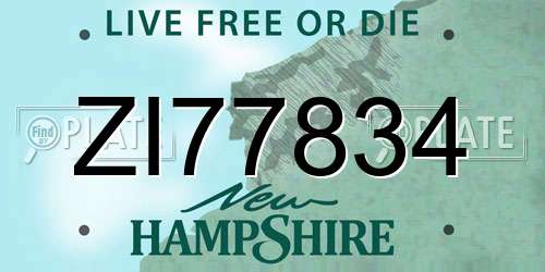 ZI77834 New Hampshire License Plate