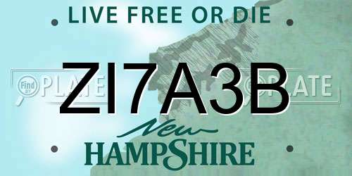 ZI7A3B New Hampshire License Plate