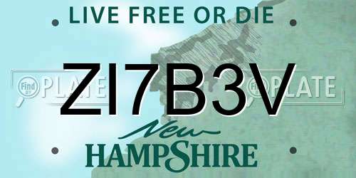 ZI7B3V New Hampshire License Plate