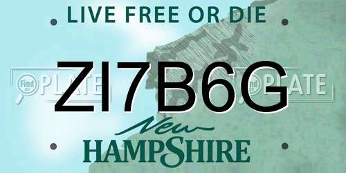 ZI7B6G New Hampshire License Plate