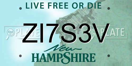 ZI7S3V New Hampshire License Plate