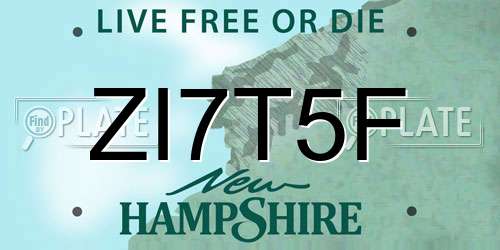 ZI7T5F New Hampshire License Plate