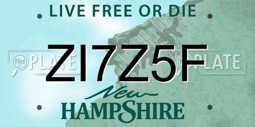 ZI7Z5F New Hampshire License Plate