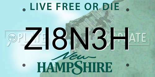 ZI8N3H New Hampshire License Plate