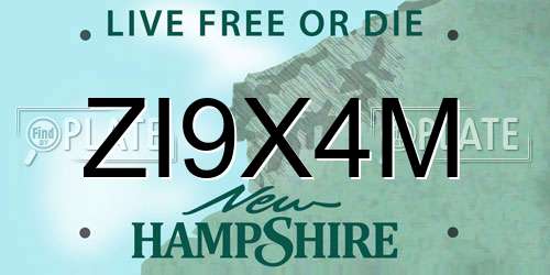 ZI9X4M New Hampshire License Plate