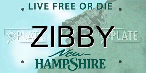 ZIBBY New Hampshire License Plate