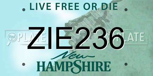 ZIE236 New Hampshire License Plate
