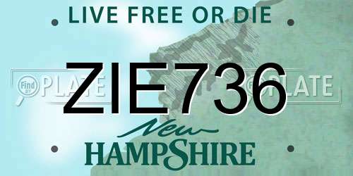 ZIE736 New Hampshire License Plate