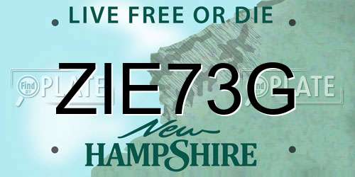 ZIE73G New Hampshire License Plate