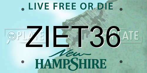 ZIET36 New Hampshire License Plate