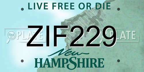 ZIF229 New Hampshire License Plate