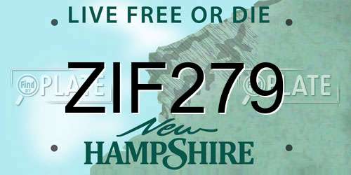 ZIF279 New Hampshire License Plate