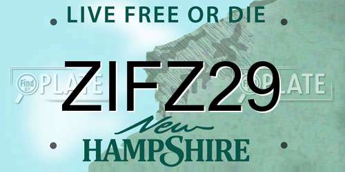 ZIFZ29 New Hampshire License Plate