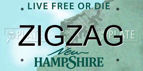 ZIGZAG New Hampshire License Plate
