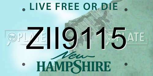 ZII9115 New Hampshire License Plate
