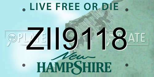 ZII9118 New Hampshire License Plate
