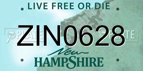 ZIN0628 New Hampshire License Plate