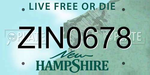 ZIN0678 New Hampshire License Plate