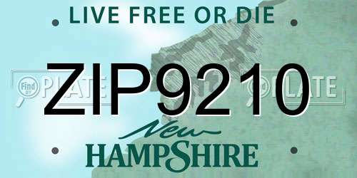 ZIP9210 New Hampshire License Plate