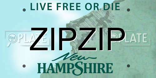 ZIPZIP New Hampshire License Plate