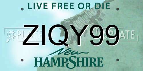 ZIQY99 New Hampshire License Plate