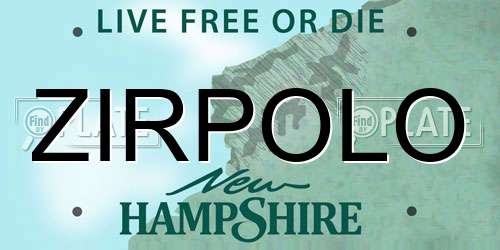 ZIRPOLO New Hampshire License Plate