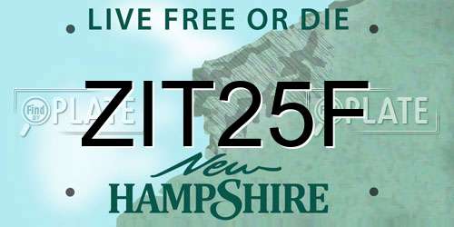 ZIT25F New Hampshire License Plate