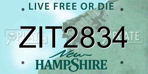 ZIT2834 New Hampshire License Plate