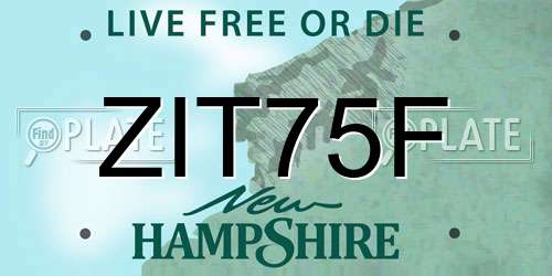 ZIT75F New Hampshire License Plate