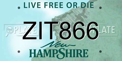 ZIT866 New Hampshire License Plate